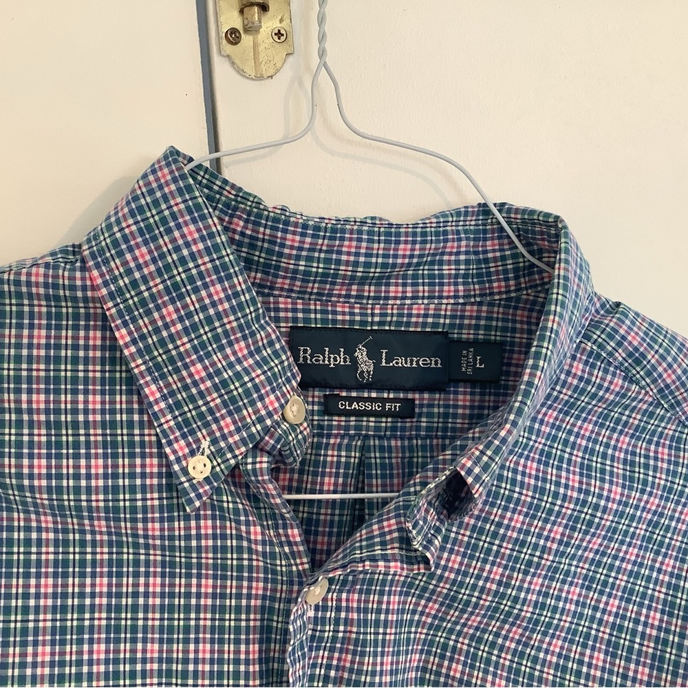 Ralph Lauren Blue and Pink Casual Button Down Shirt - Picture 2 of 3
